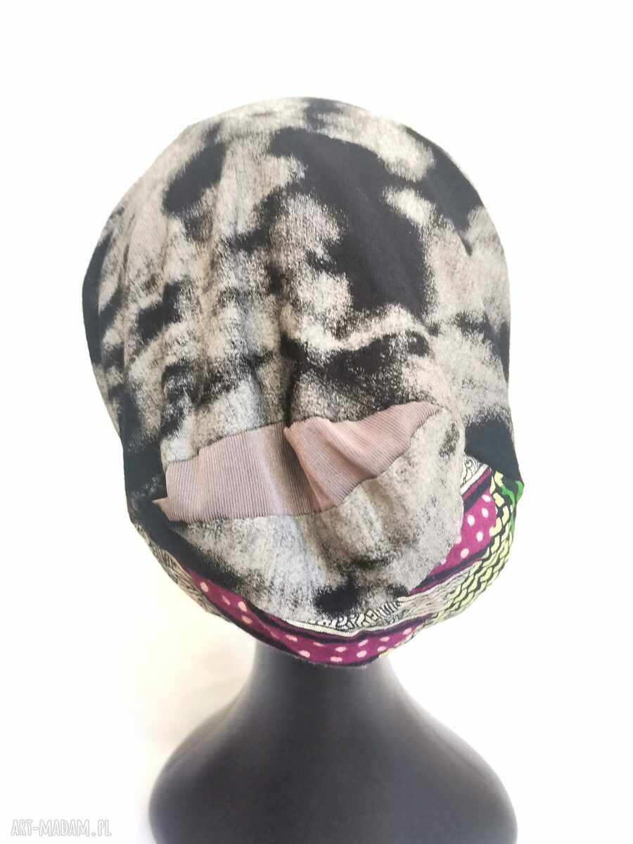 Czapka folk boho na podszewce - rozmiar M 56-57 cm