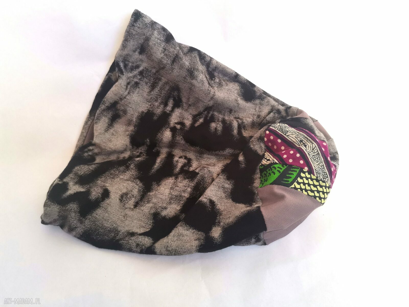Czapka folk boho na podszewce - rozmiar M 56-57 cm