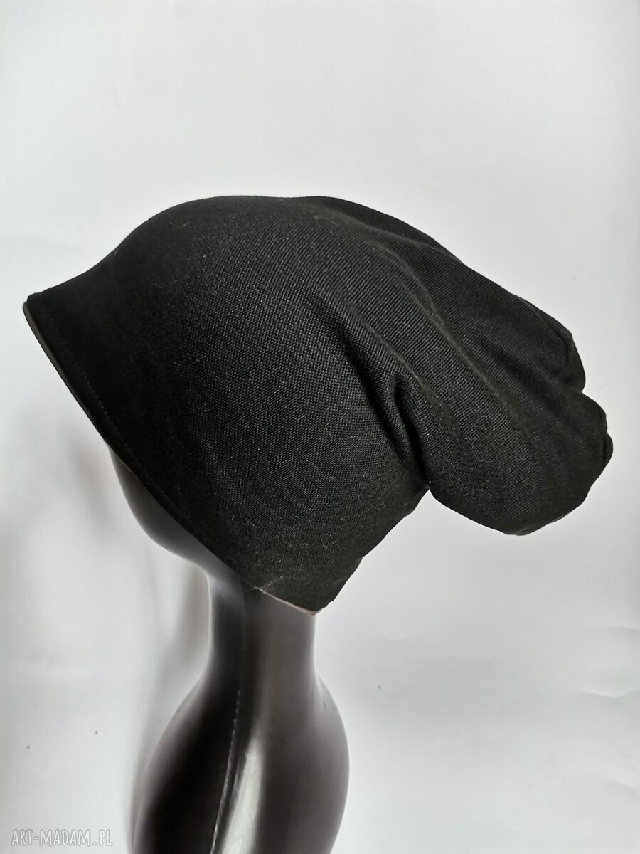 Czarna czapka na podszewce Smerfetka Etno (one size 58-59 cm)