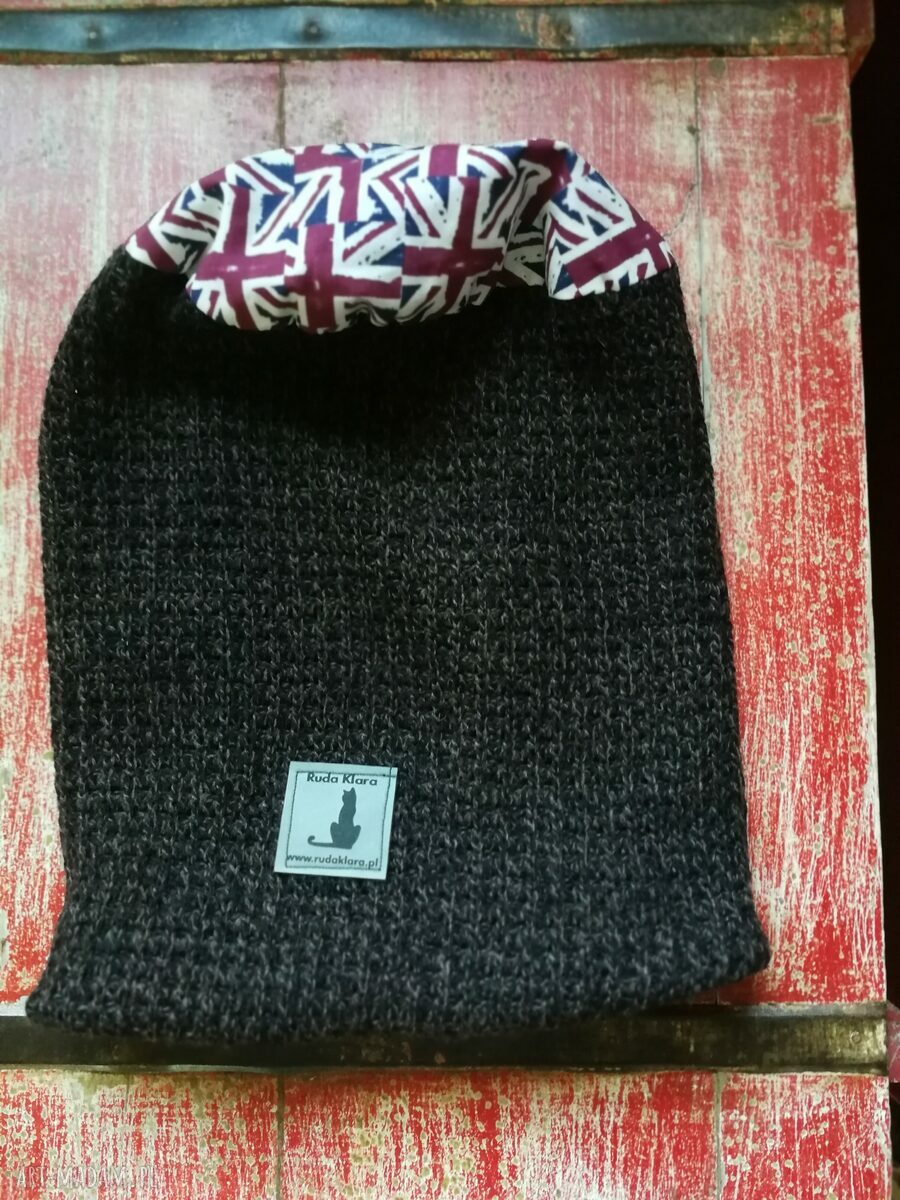 Brązowa czapka boho unisex na podszewce - rozmiar uniwersalny