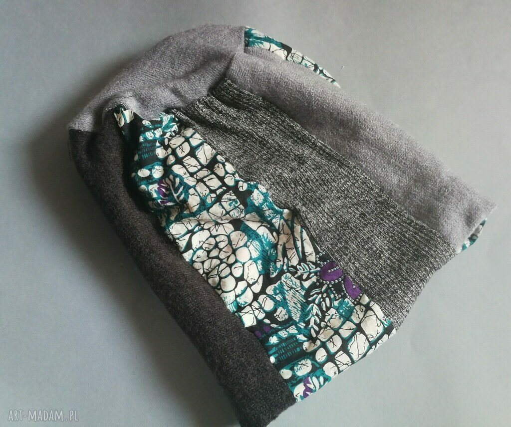 Czapka damska boho etno patchwork na podszewce