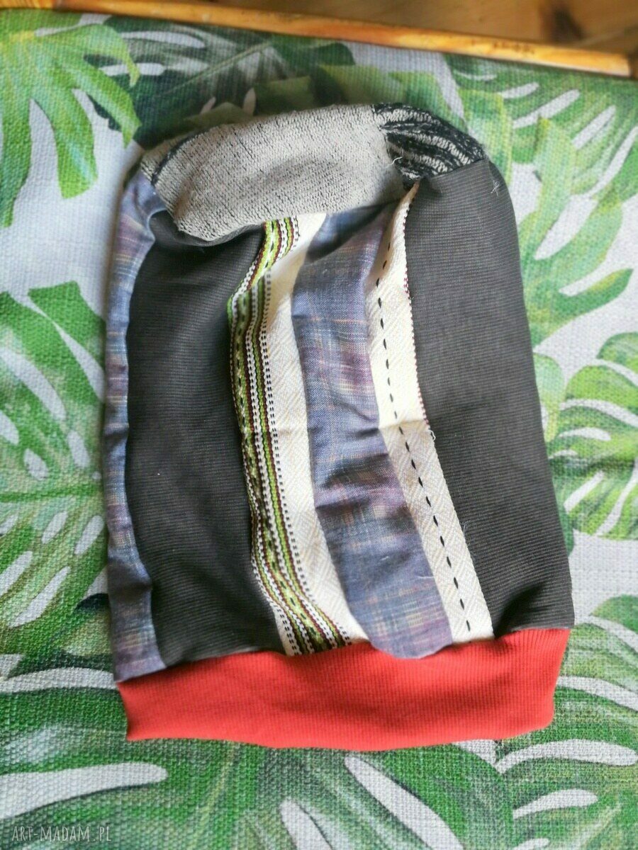 Czapka damska Smerfetka - patchwork boho etno na podszewce