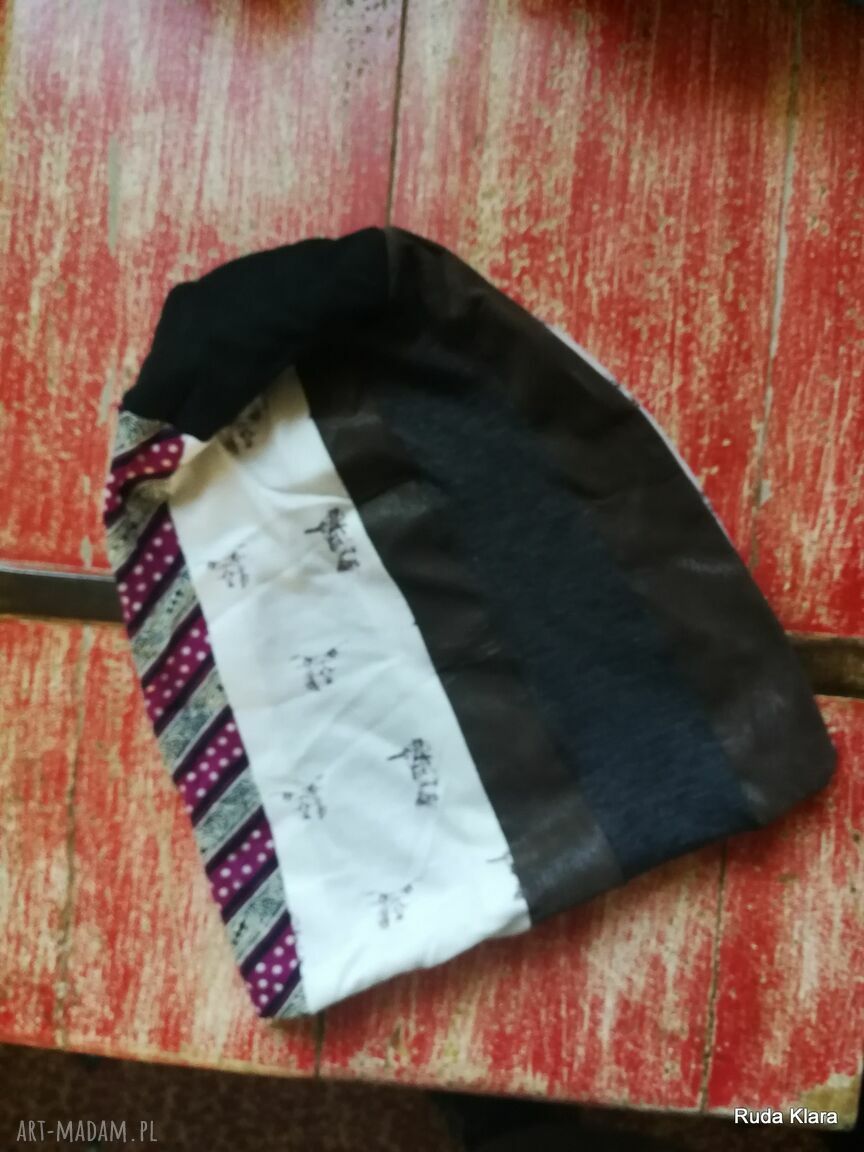 Kolorowa wiosenna czapka damska patchworkowa 58-59 cm - sportowa, na podszewce
