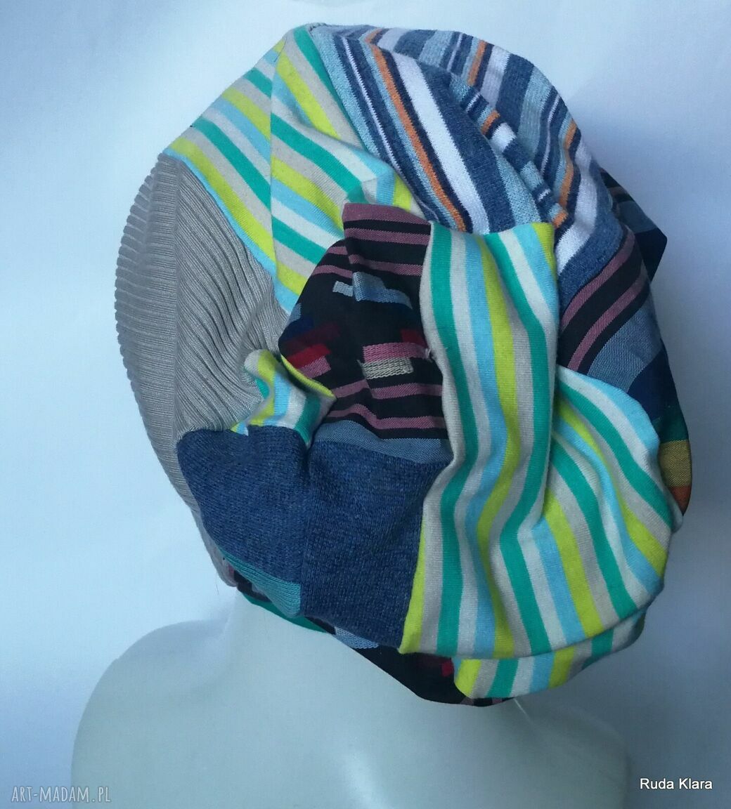 Czapka damska etno boho folk - patchwork na podszewce