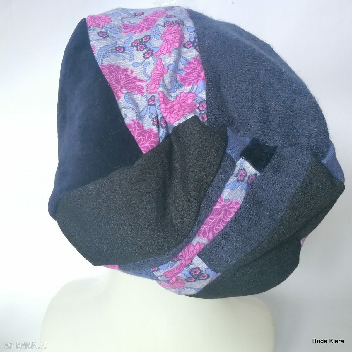 Czapka damska Etno Boho Folk - patchwork na podszewce