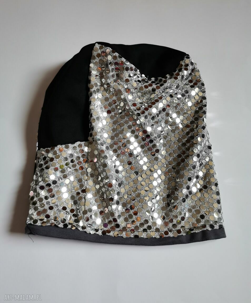 Kolorowa czapka damska z podszewką w cekinowym boho stylu (58-59 cm)