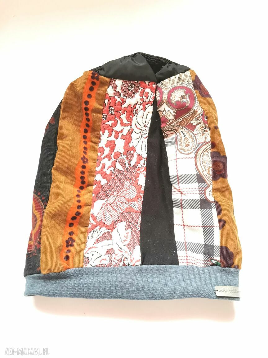 Czapka damska Etno Boho Folk wiosenna na podszewce - rozmiar 57-58 cm