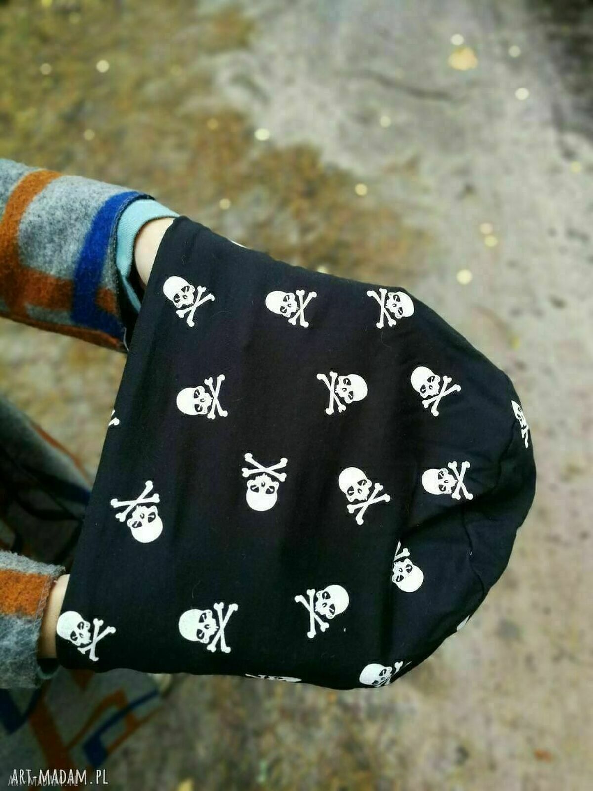 Czapka damska czaszki etno boho na podszewce - obwód głowy 59-60 cm (Ruda Klara)
