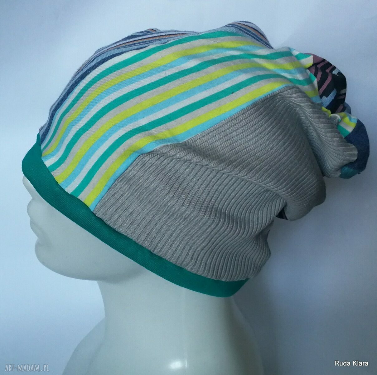 Czapka damska etno boho folk - patchwork na podszewce