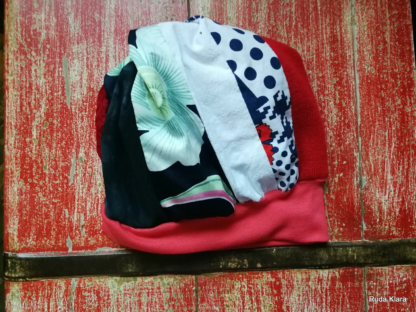Czapka damska turbanowa - kolorowa wiosenna na podszewce (ręczne wykonanie)