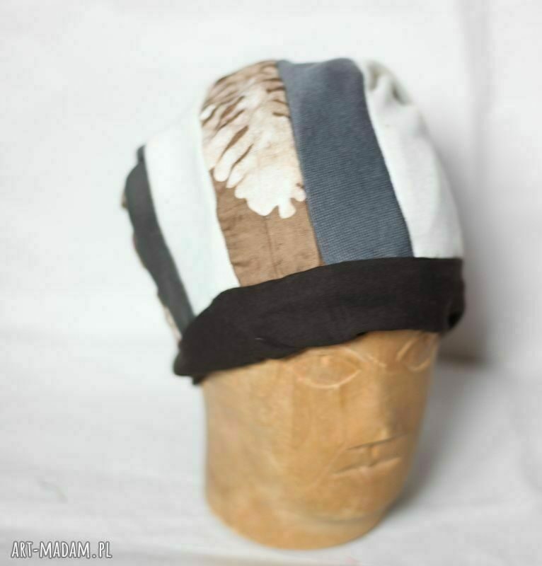 Czapka damska szyta patchworkowo 59-61 cm w stylu etno-folk