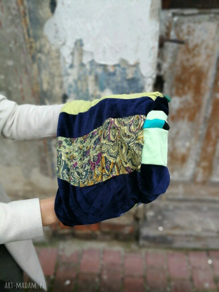 Czapka damska patchworkowa etno boho folk na podszewce - rozmiar uniwersalny