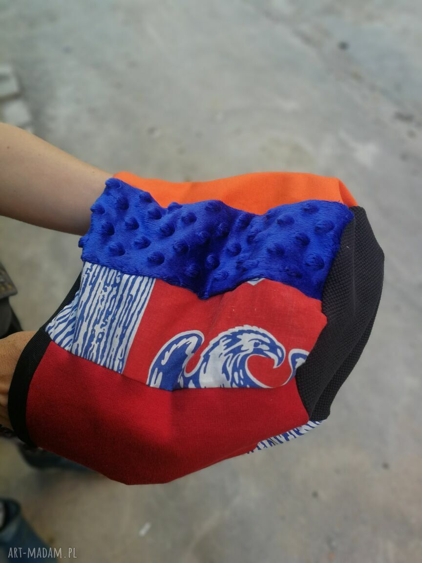 Czapka damska patchworkowa na podszewce - etno boho unisex