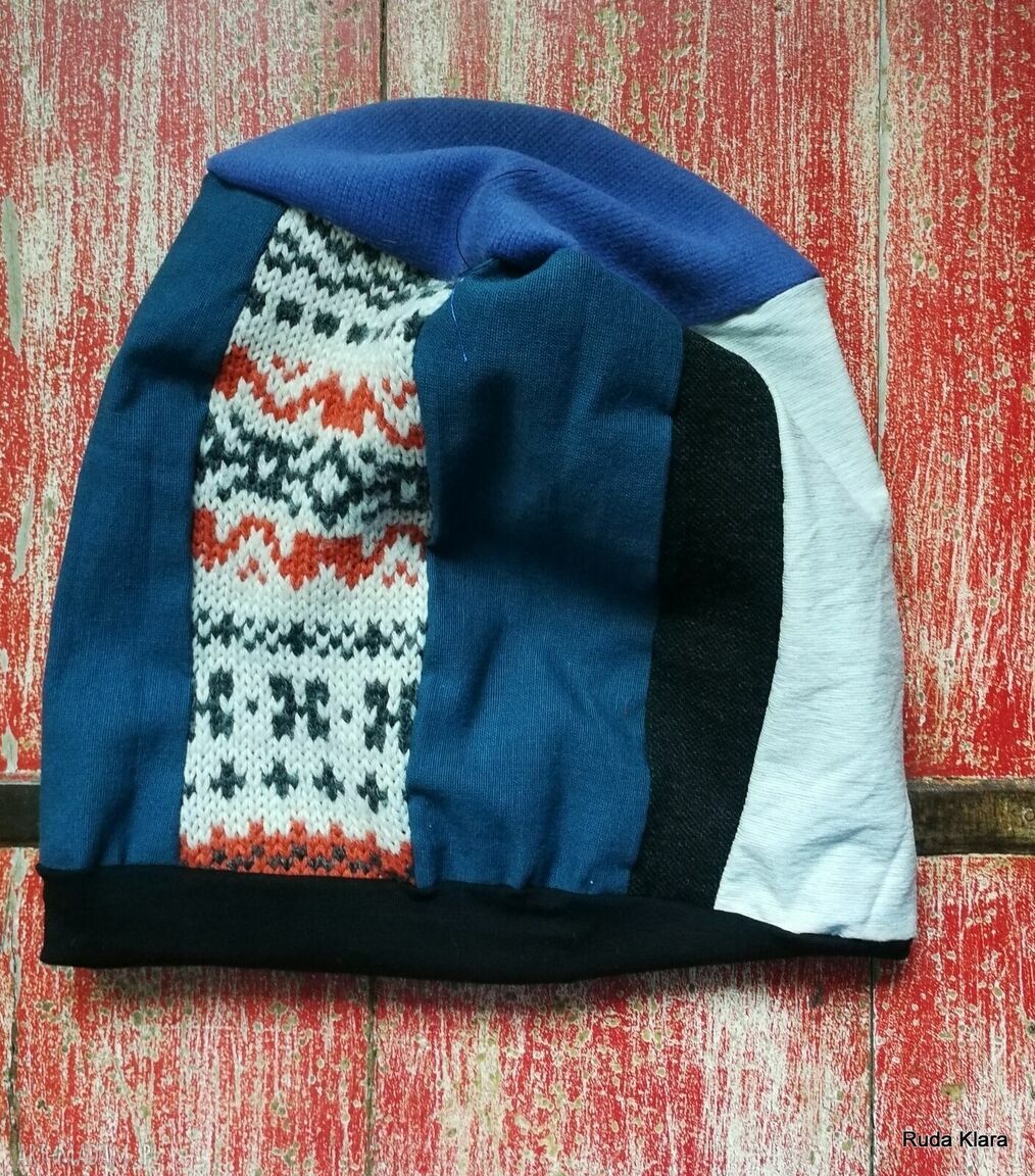 Czapka damska patchworkowa na podszewce - rozmiar uniwersalny w stylu boho i folk