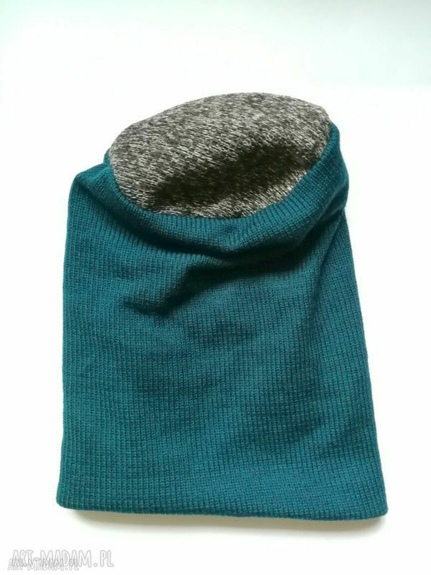 Czapka wełniana unisex turkus „Box 11” na podszewce