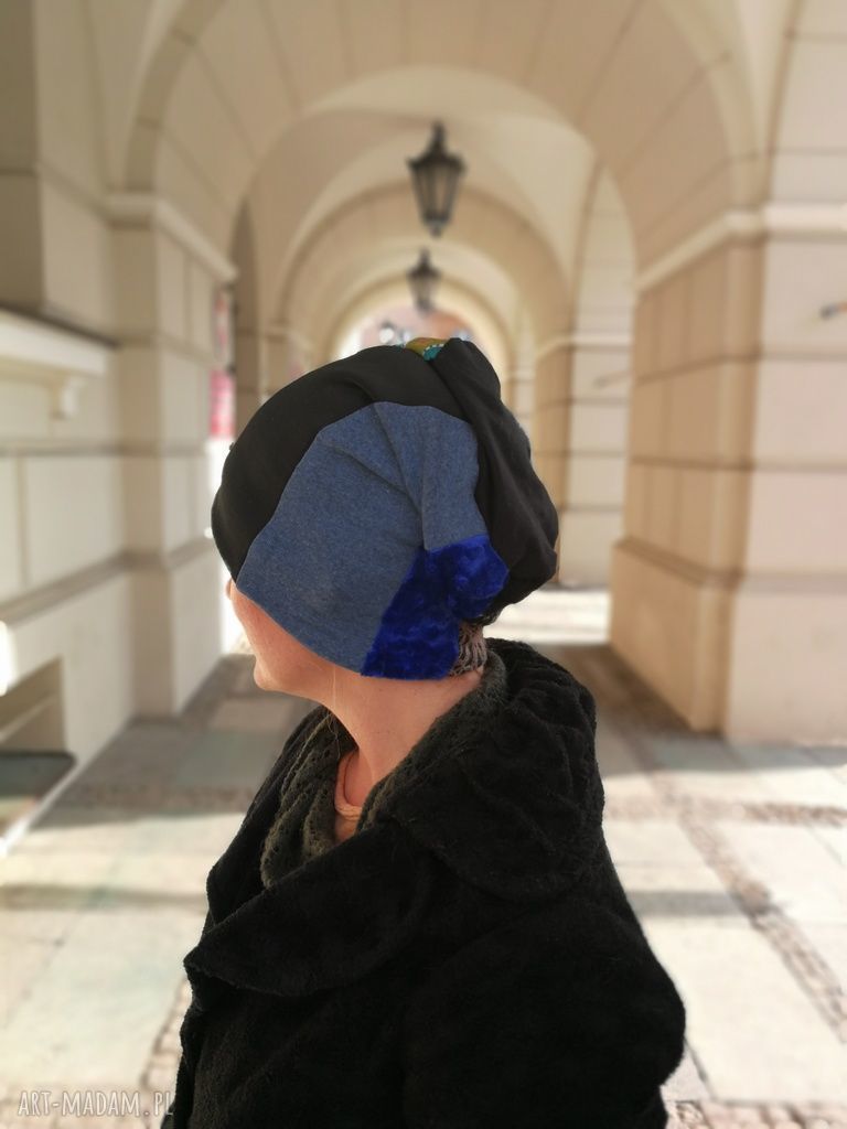 Czapka damska wiosenna patchworkowa etno boho na podszewce - rozmiar uniwersalny