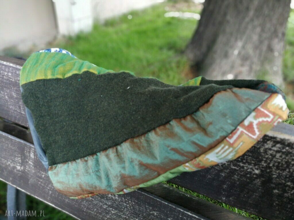 Czapka damska na podszewce - patchworkowy turban boho (57-59 cm)