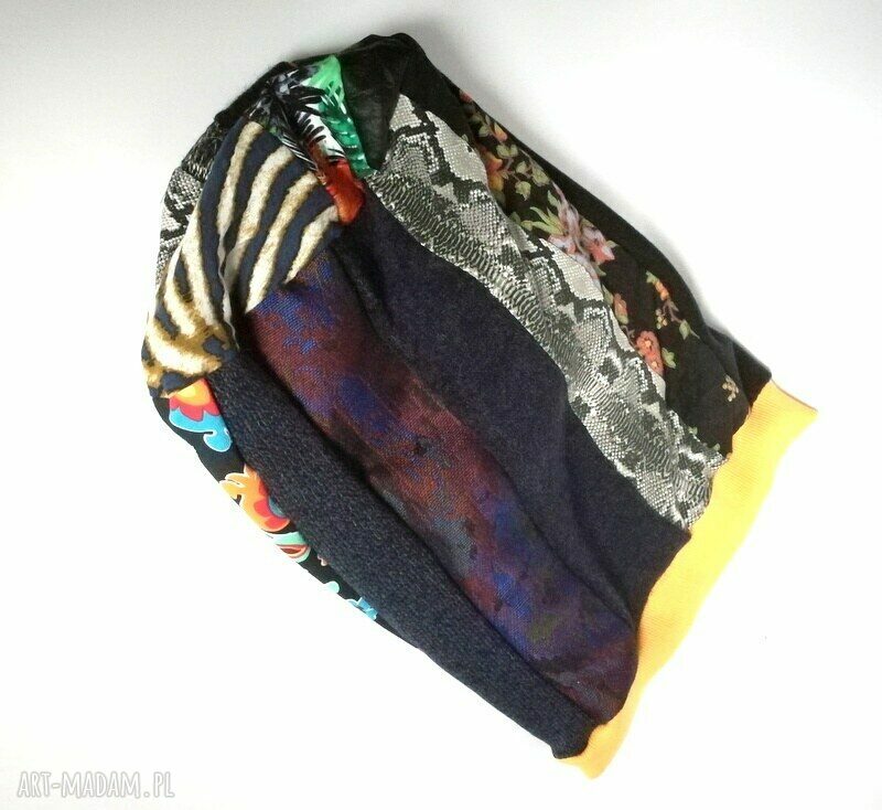 Czapka damska etno boho patchwork - ręcznie szyta (długa smerfetka)