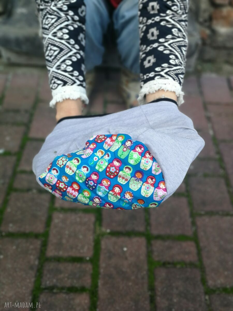 Czapka damska szara na podszewce - etno folk boho (58-59 cm)
