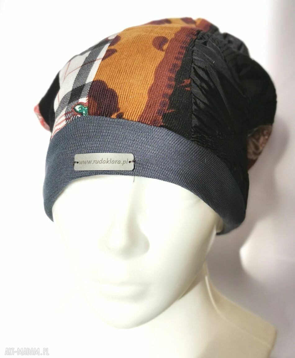 Czapka damska Etno Boho Folk wiosenna na podszewce - rozmiar 57-58 cm