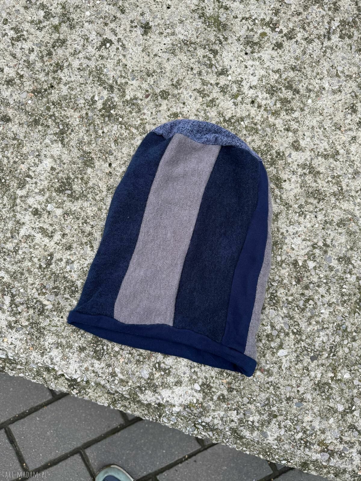 Kolorowa czapka damska Smerfetka boho z podszewką - rozmiar uniwersalny