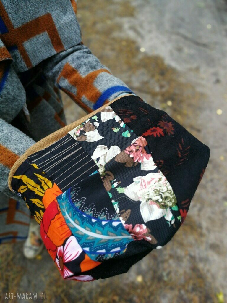 Rowerowa czapka damska etno boho patchwork - rozmiar uniwersalny