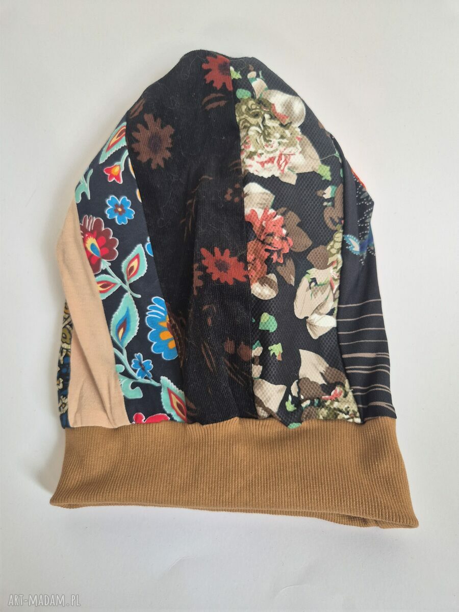 Czapka turban boho dla kobiet - patchwork, rozmiar uniwersalny