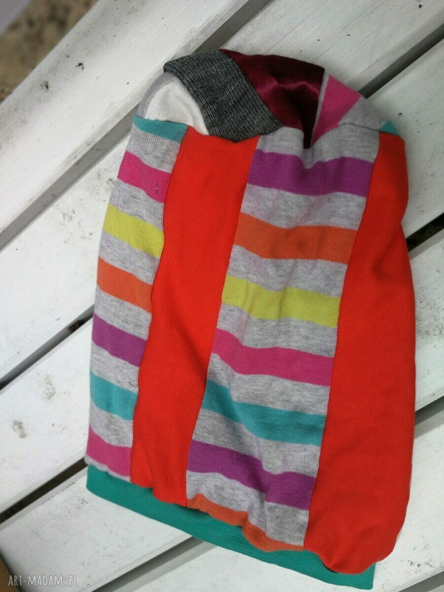 Czapka damska patchworkowa etno boho folk na podszewce - wiosenna