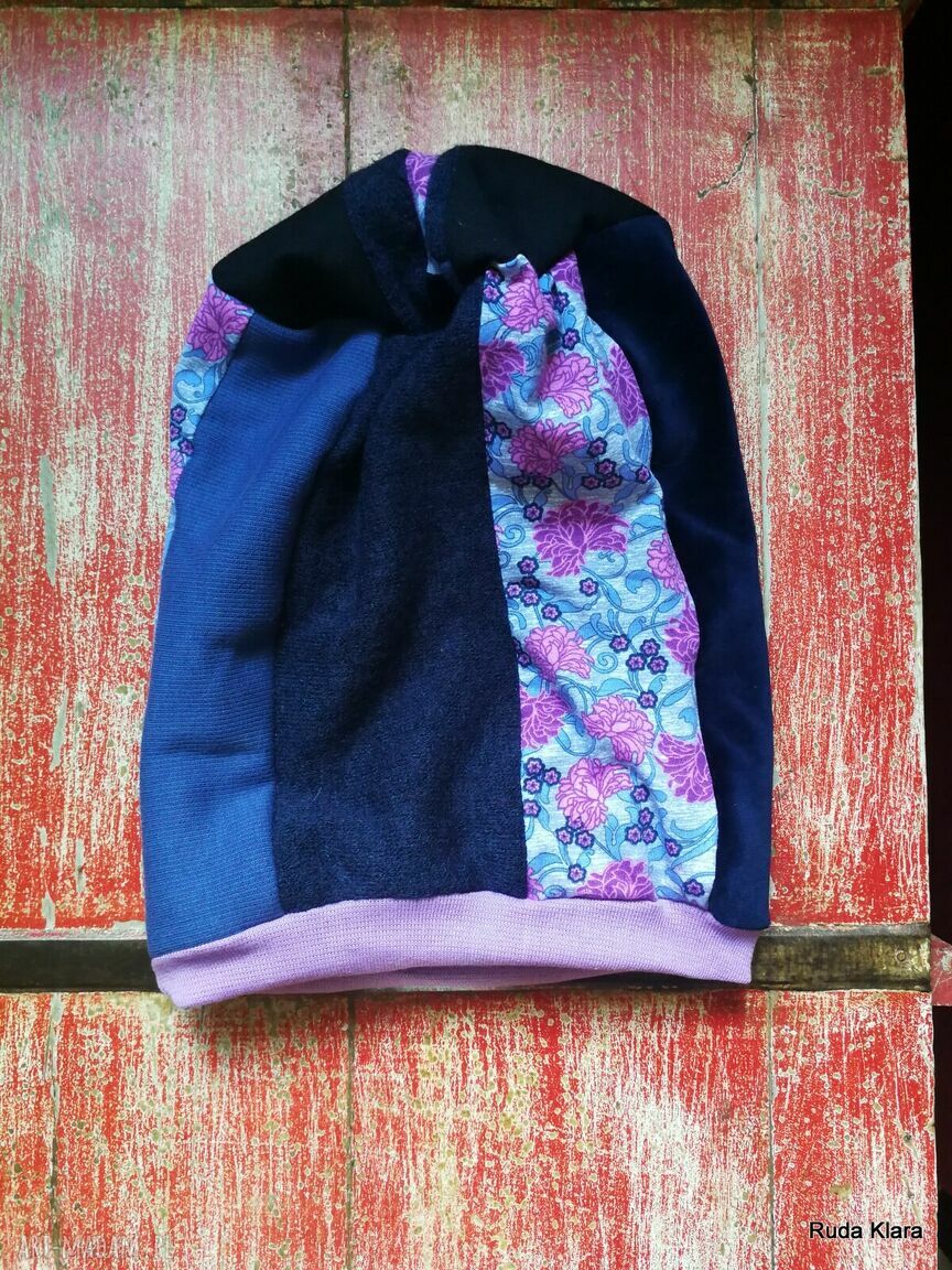 Czapka damska Etno Boho Folk - patchwork na podszewce
