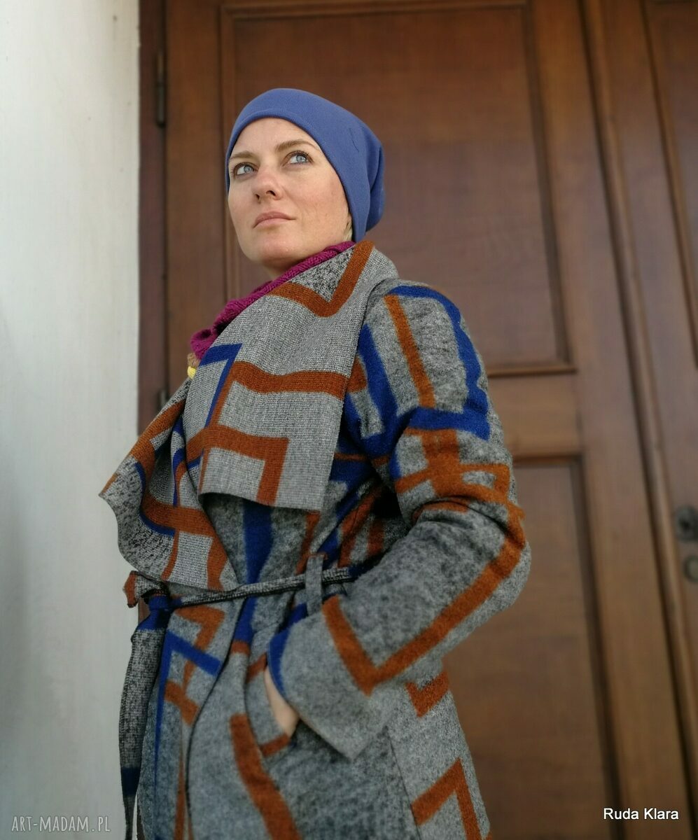 Kolorowa czapka damska na wiosnę boho - bez podszewki, rozmiar uniwersalny
