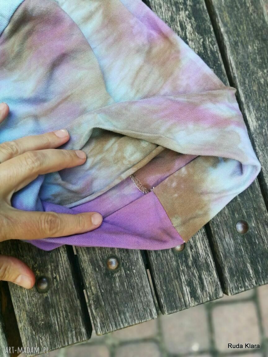 Ręcznie farbowana czapka damska 59-60 cm w stylu boho-folk