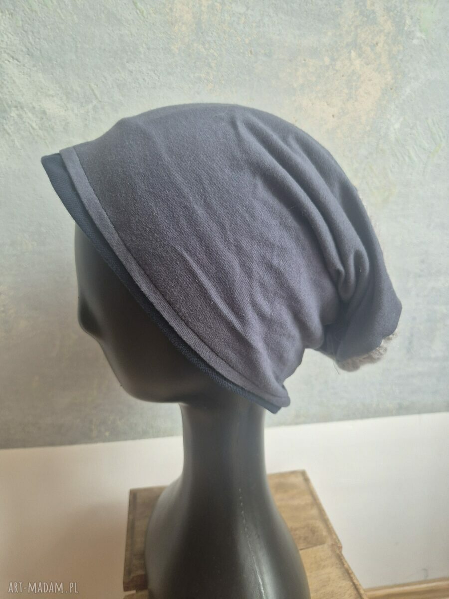 Czapka damska Szara Smerfetka wiosenna na podszewce