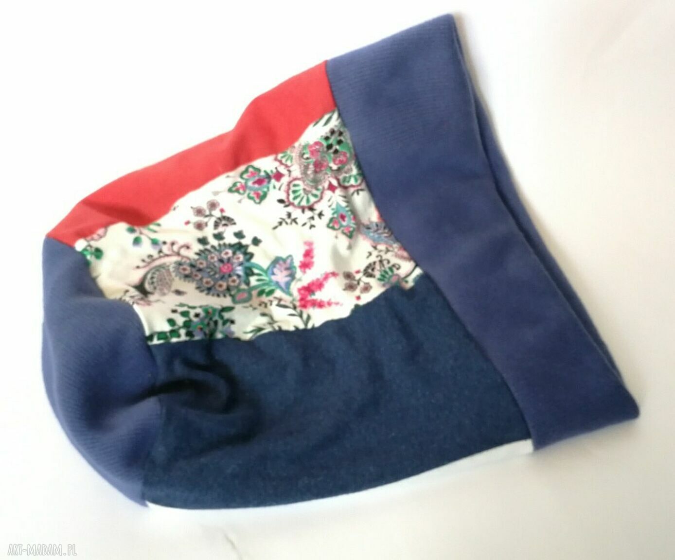 Czapka damska Ruda Klara - wiosenna patchwork etno boho na podszewce (60-61 cm)