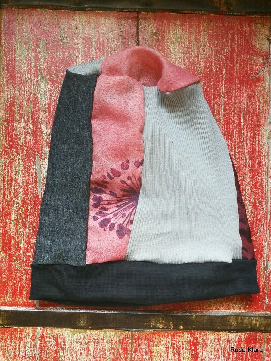 Czapka damska etno boho folk patchwork na podszewce - ręcznie robiona