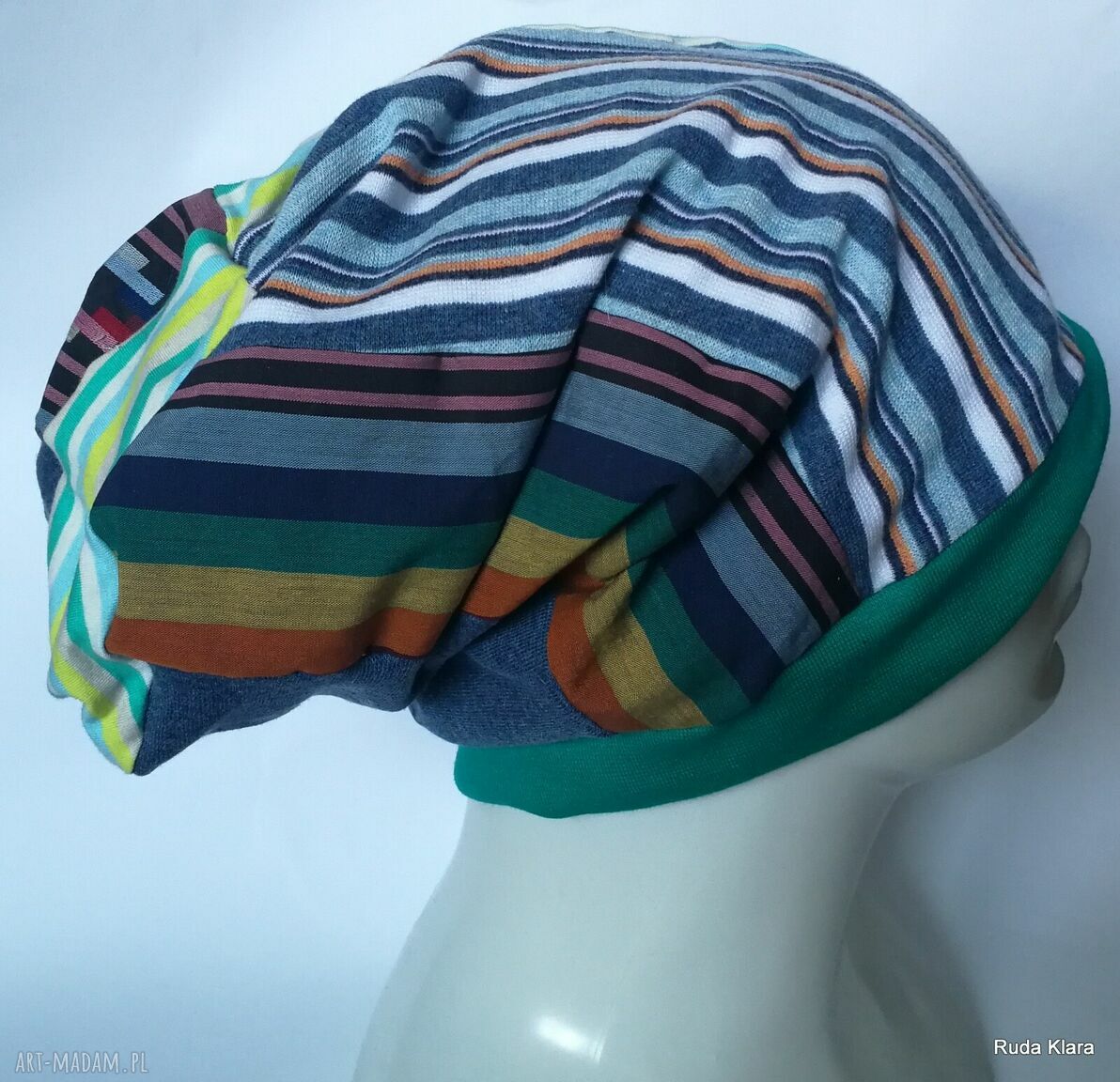 Czapka damska etno boho folk - patchwork na podszewce