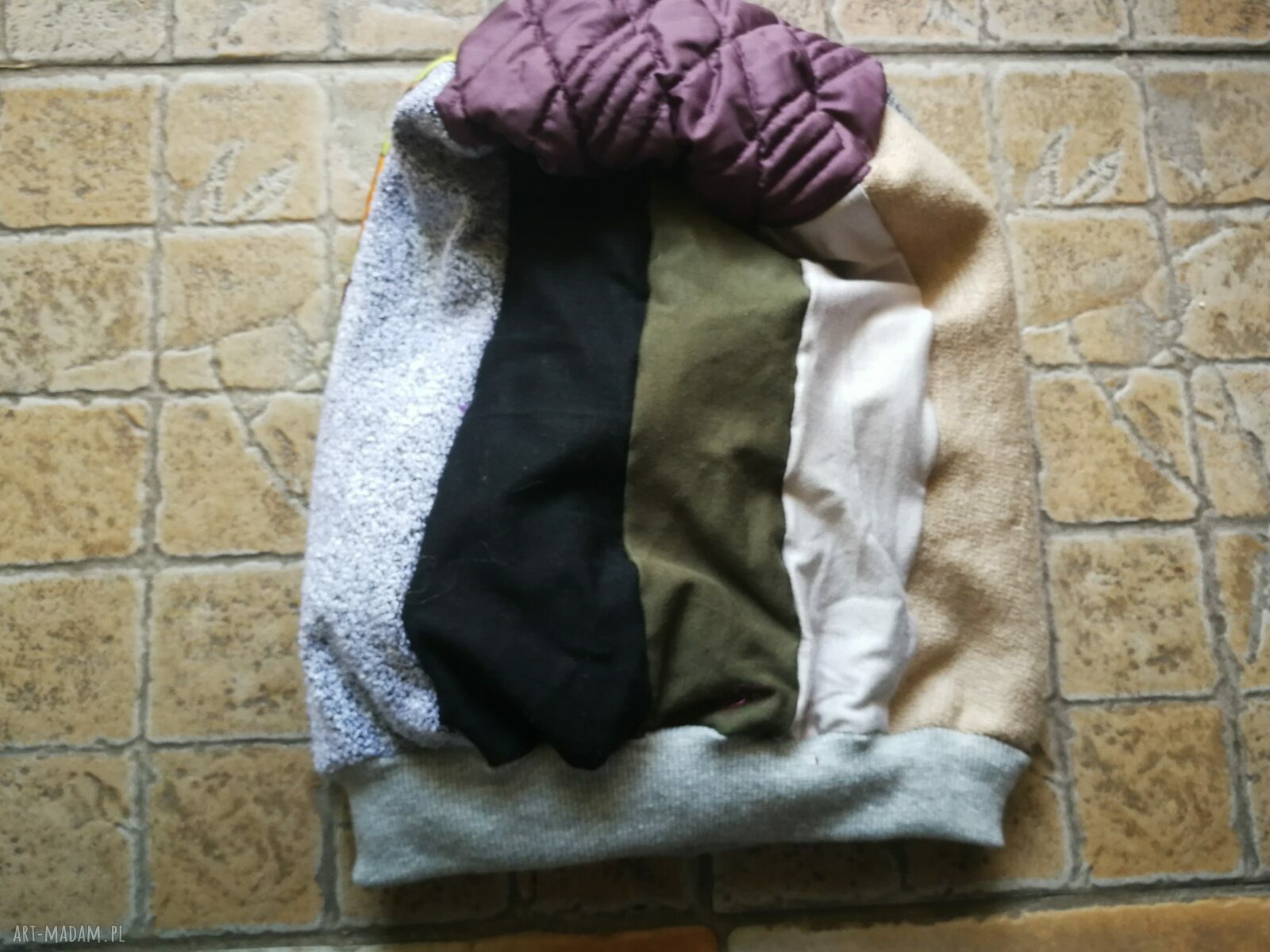 Czapka damska patchworkowa Smerfetka na podszewce