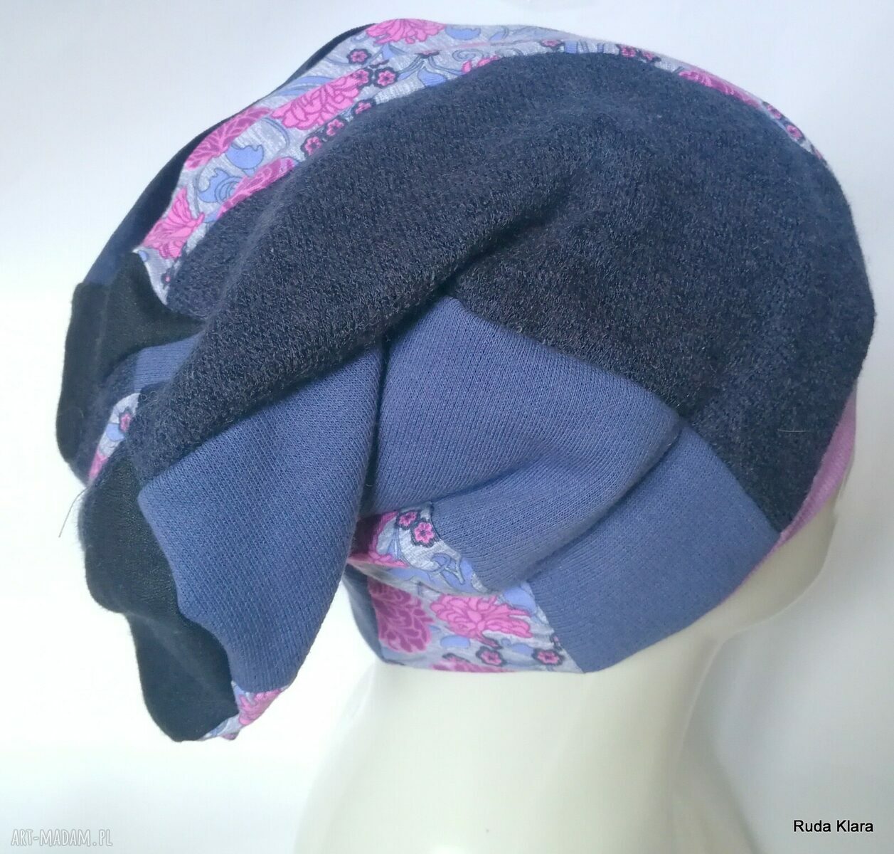 Czapka damska Etno Boho Folk - patchwork na podszewce