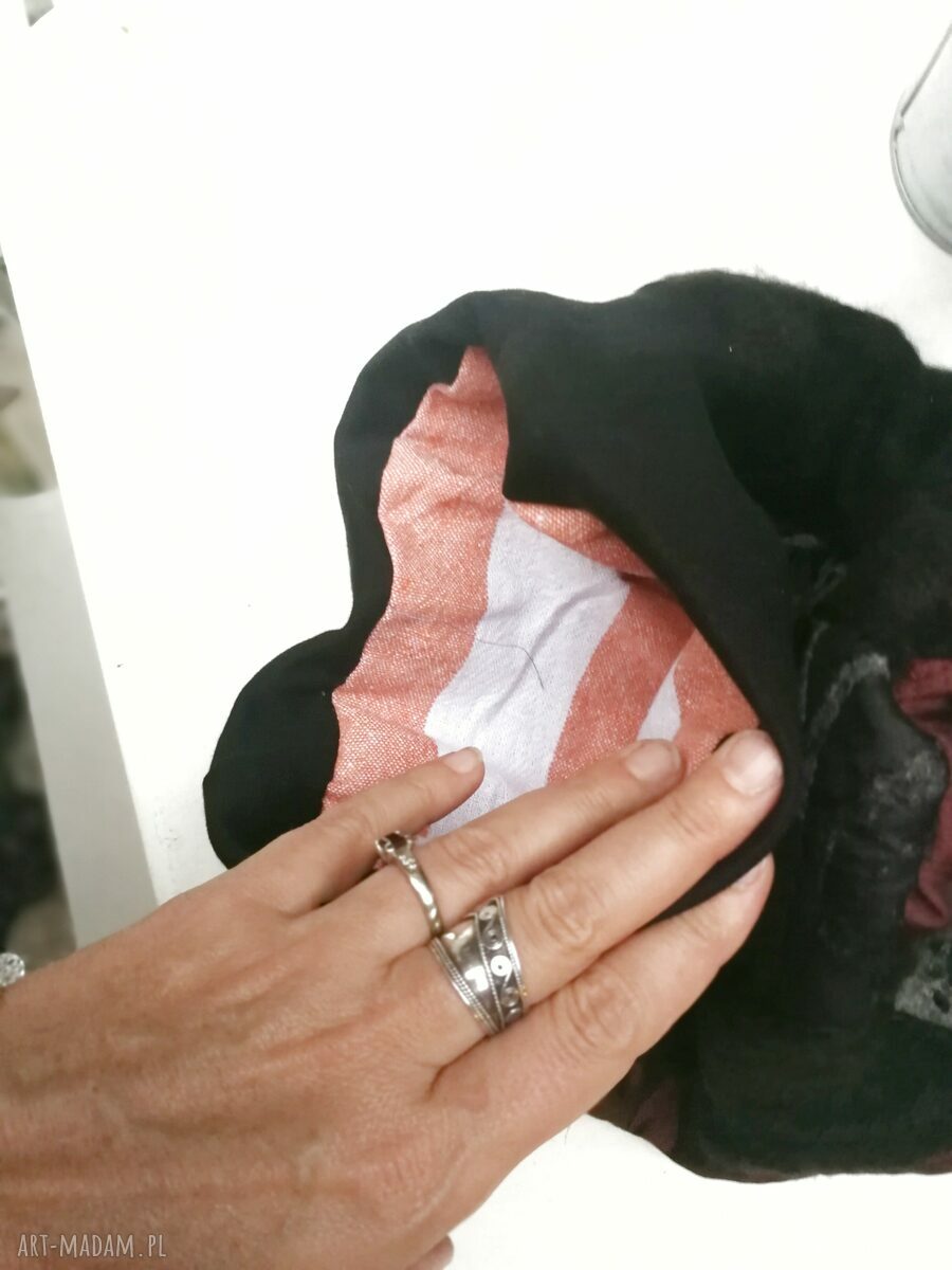 Czapka damska patchworkowa Smerfetka na podszewce - boho