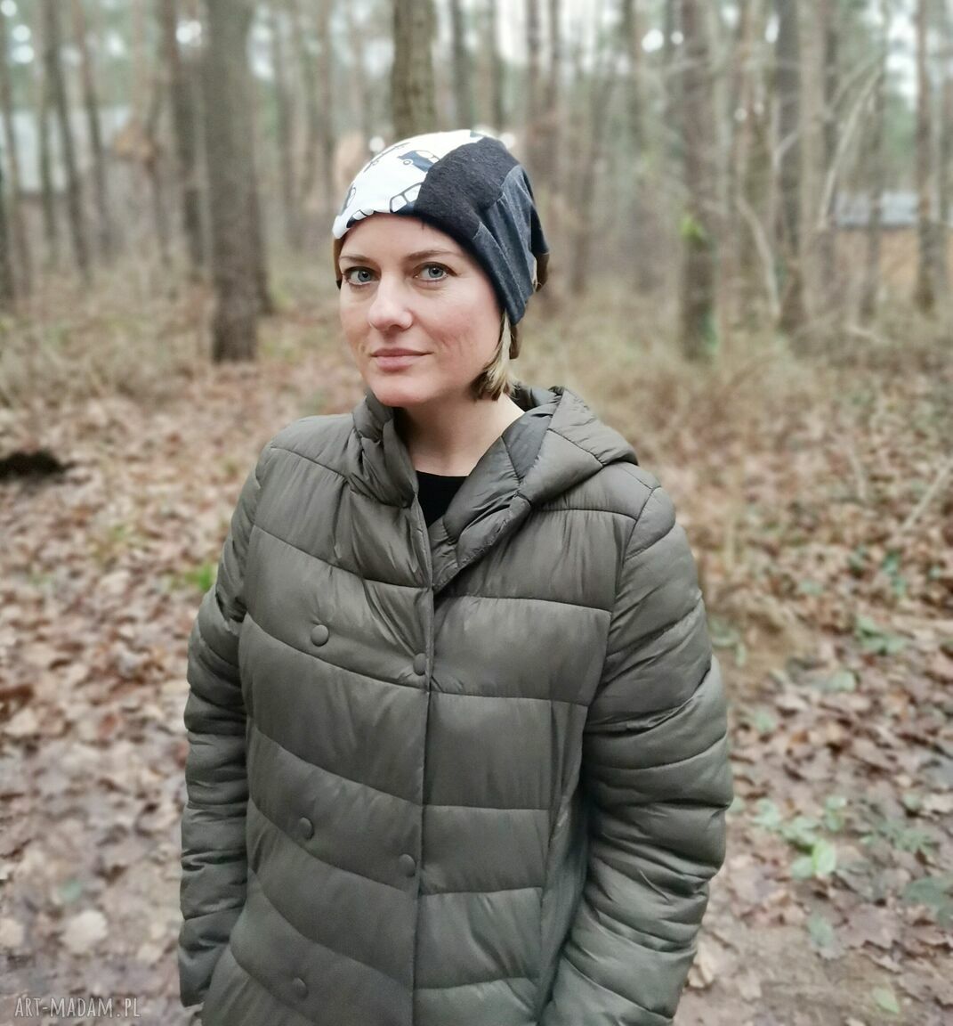 Czapka damska patchworkowa Ruda Klara w stylu folk - rozmiar uniwersalny