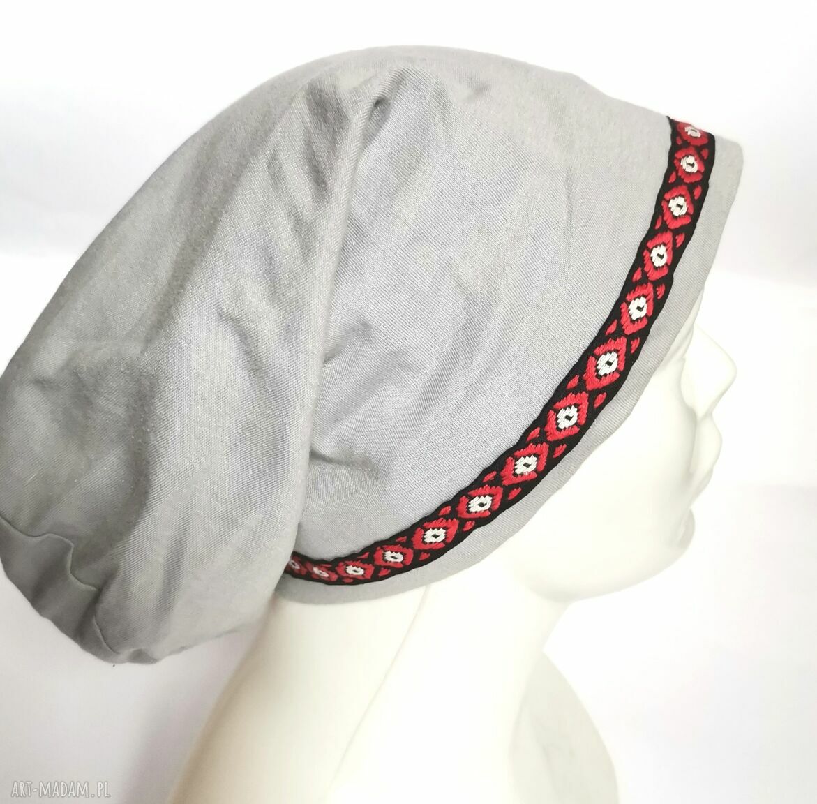 Czapka damska na mniejszą głowę 57-58 cm - na podszewce, nierozciągliwa (etno boho)