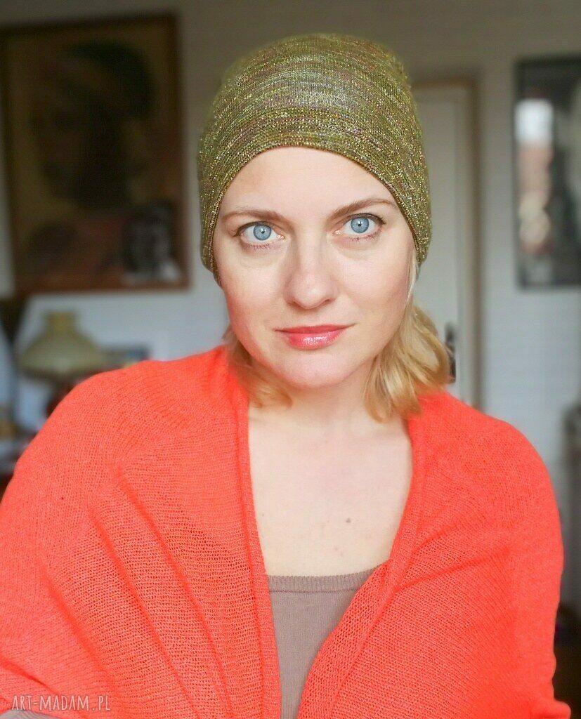 Czapka damska wiosenna na podszewce - boho folk, rozmiar uniwersalny