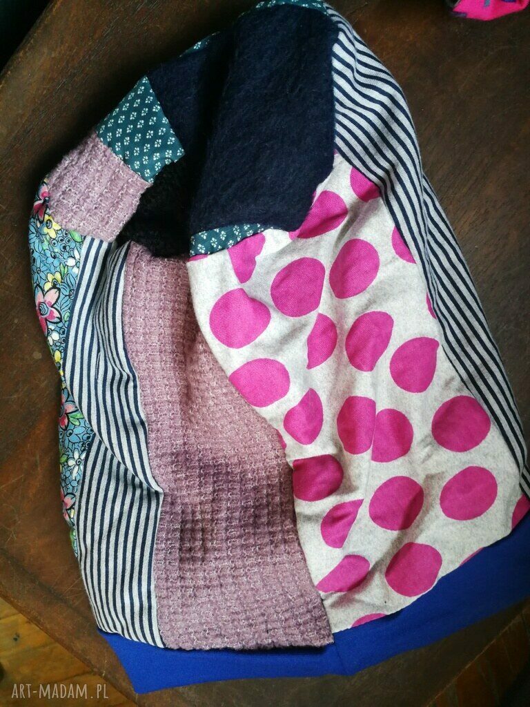 Czapka damska patchworkowa wiosenna boho na podszewce (rozmiar uniwersalny, 30 cm)