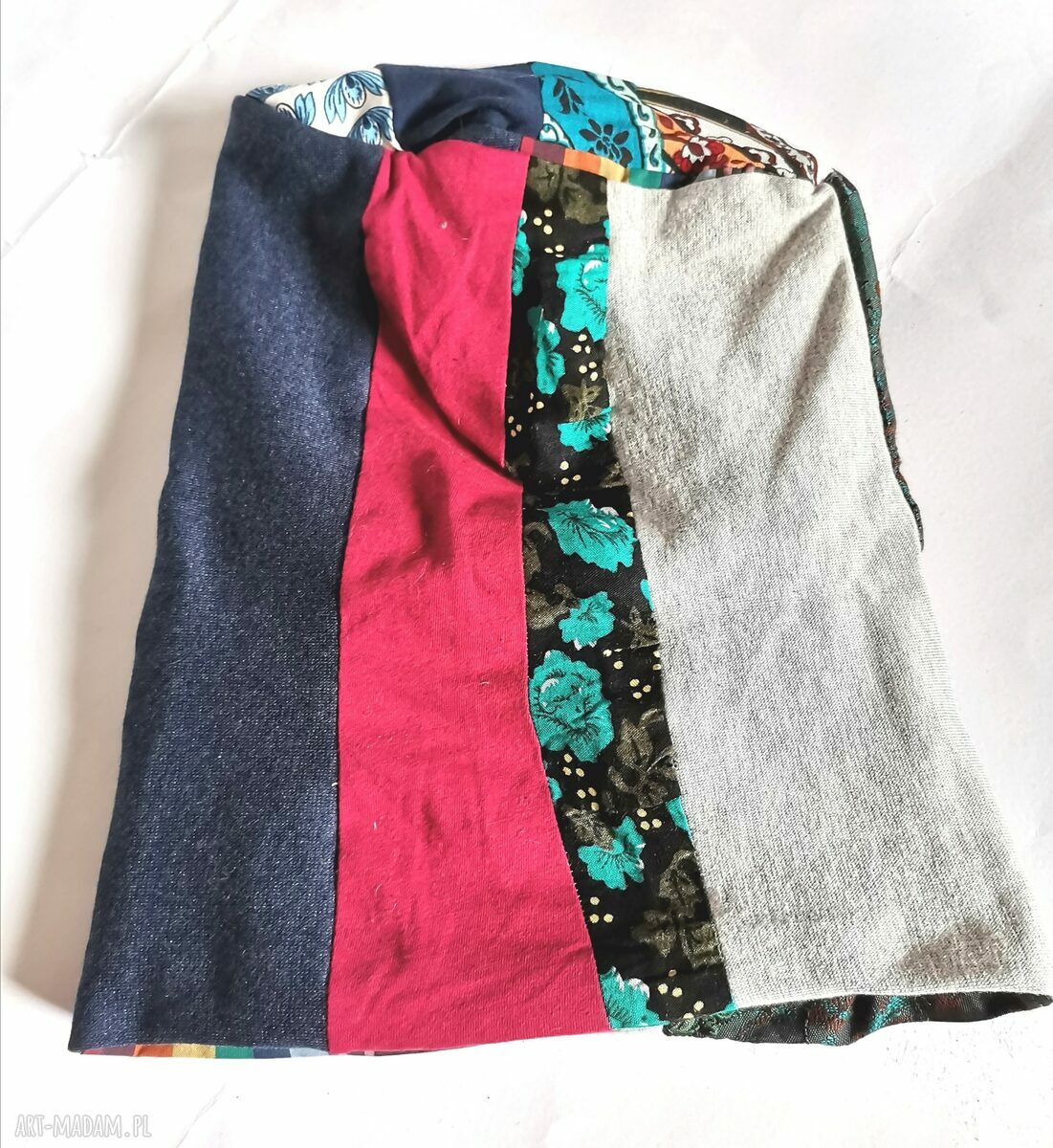 Czapka damska patchworkowa na podszewce - handmade uniwersalna