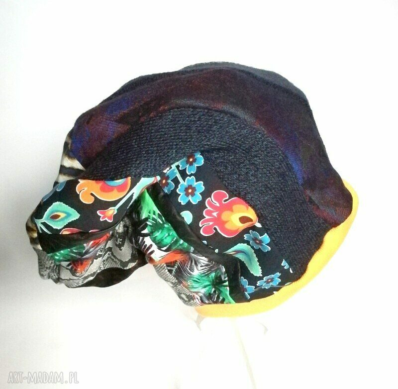 Czapka damska etno boho patchwork - ręcznie szyta (długa smerfetka)