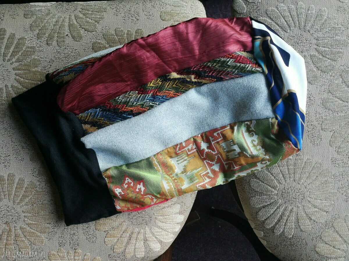 Czapka damska na podszewce 58-59 cm w stylu etno boho patchwork