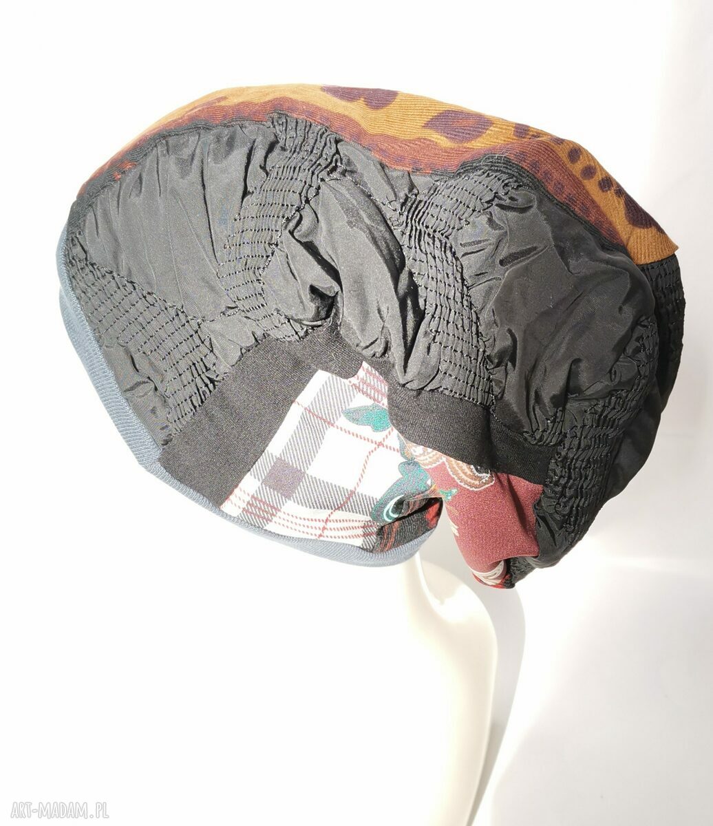 Czapka damska Etno Boho Folk wiosenna na podszewce - rozmiar 57-58 cm