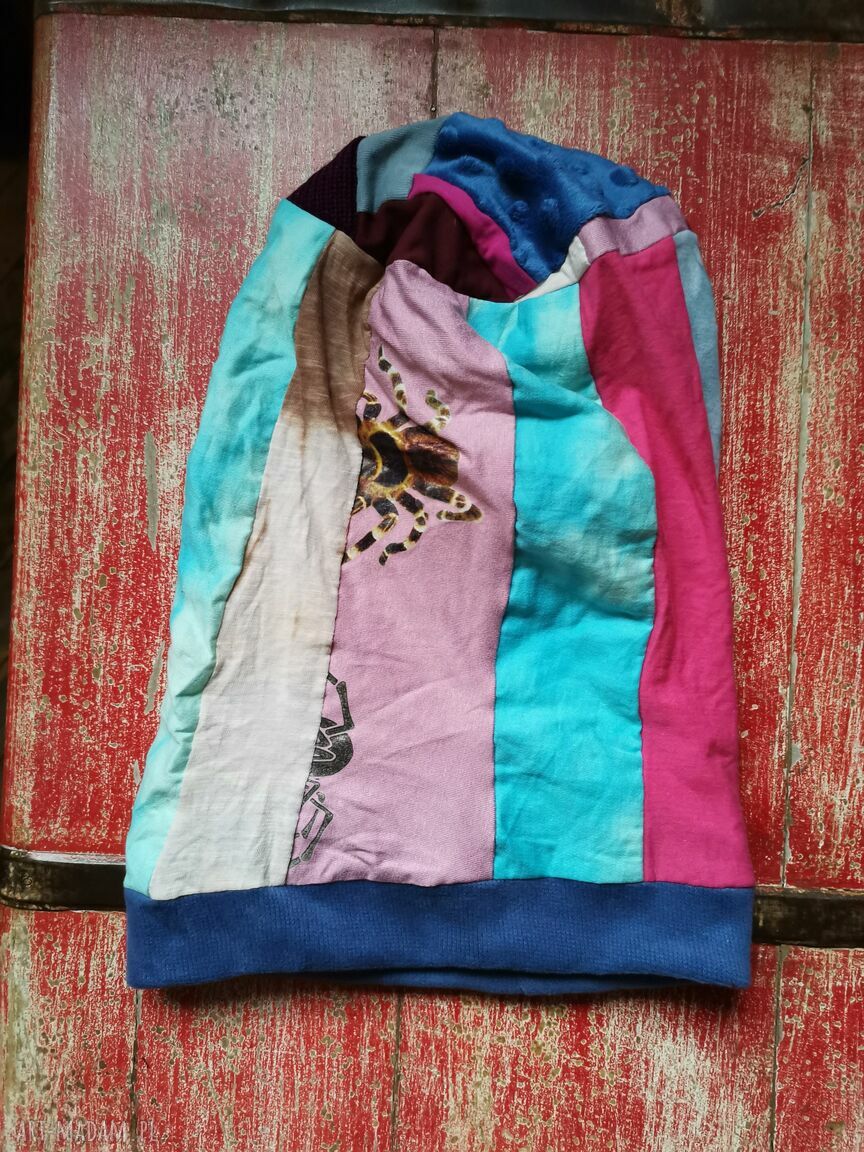 Czapka boho patchworkowa Smerfetka ruda Klara na podszewce
