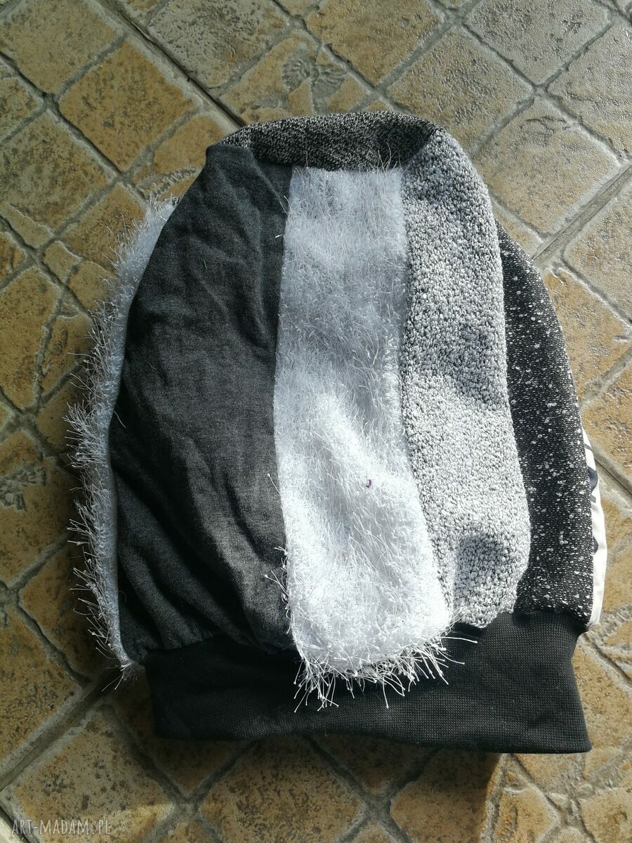 Boho Czapka Damska Smerfetka Patchworkowa Etno Folk na Podszewce