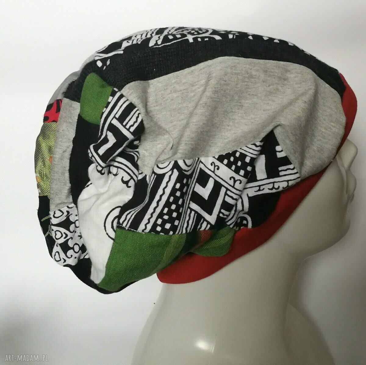 Czapka damska patchwork na podszewce - rozmiar uniwersalny