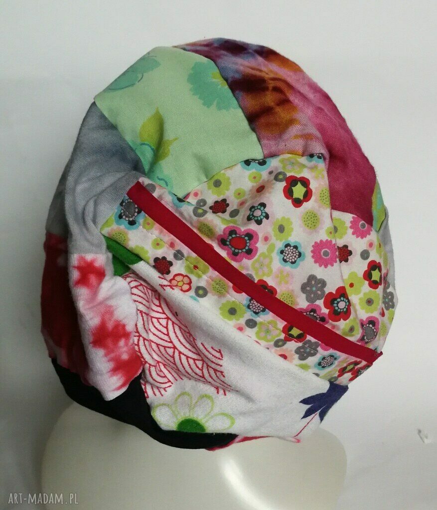 Czapka damska patchworkowa Boho Smerfetka - rozmiar uniwersalny